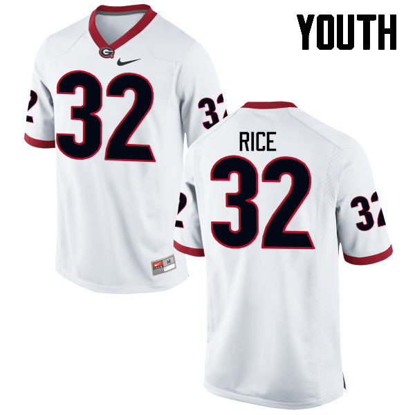 Youth Georgia Bulldogs #32 Monty Rice College Football Jerseys-White